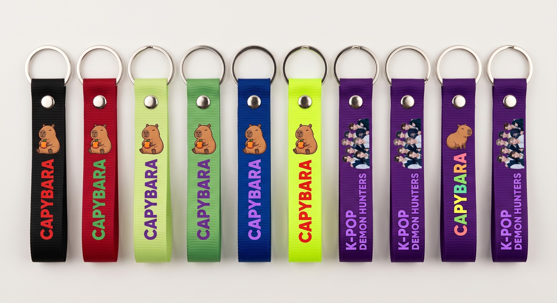 Llaveros de cinta personalizados en distintos colores y diseños